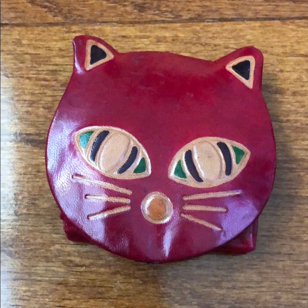 Cute cat genuine leather Money coins wallet new